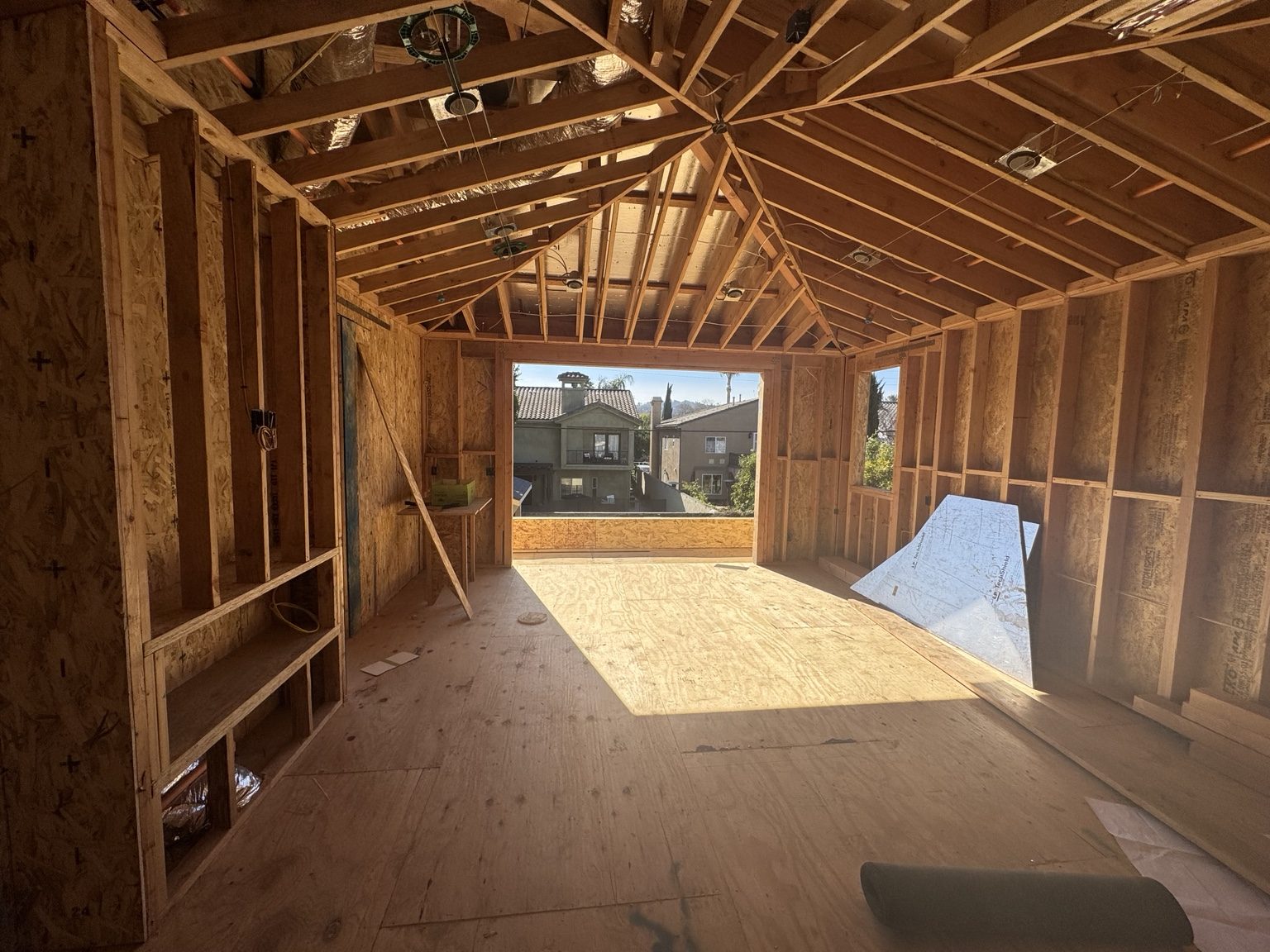 Structural framing during new home construction by Coastline DC